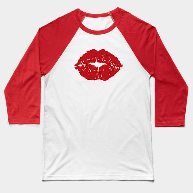 Kiss Mouth Red Lips Baseball T-Shirt by Shirtbubble